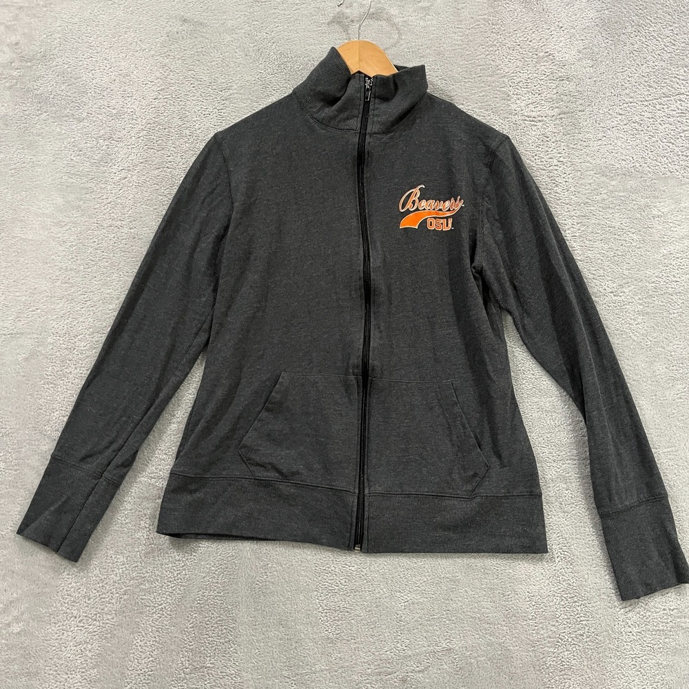 U-TRAU Jacket Womens Medium 10-12 Oregon State University OSU Full Zip Gray